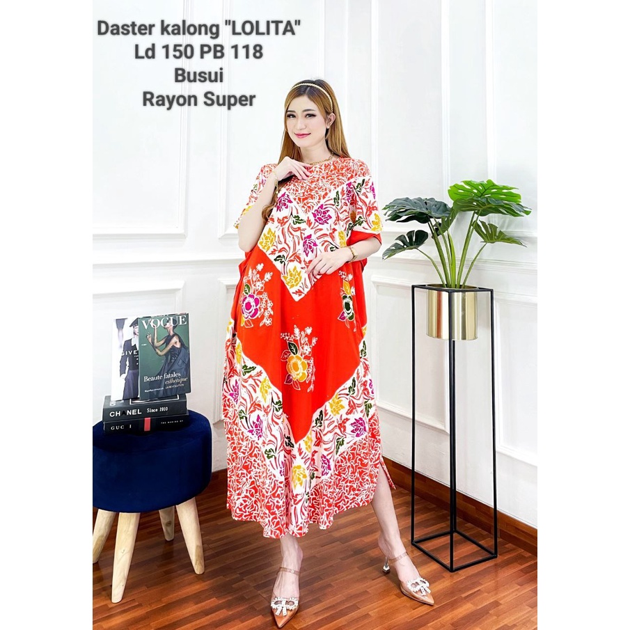 DASTER LOWO PREMIUM JUMBO LD 150 MOTIF MALAMAN BUSUI DEPAN KEKINIAN HOMEDRESS WANITA RAYON TEBAL ADEM