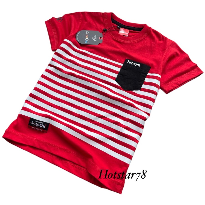 Hizoom Baju Kaos Oblong  Anak Laki - Laki  Warna Merah  Usia 1-12 Tahun Bahan Katun