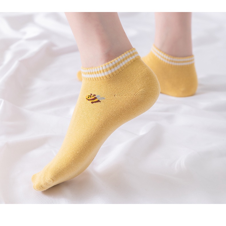 WJ1484 Kaos Kaki Lebah Pendek Semata Kaki / Kaos Kaki Honey Bee Short Ankle Socks