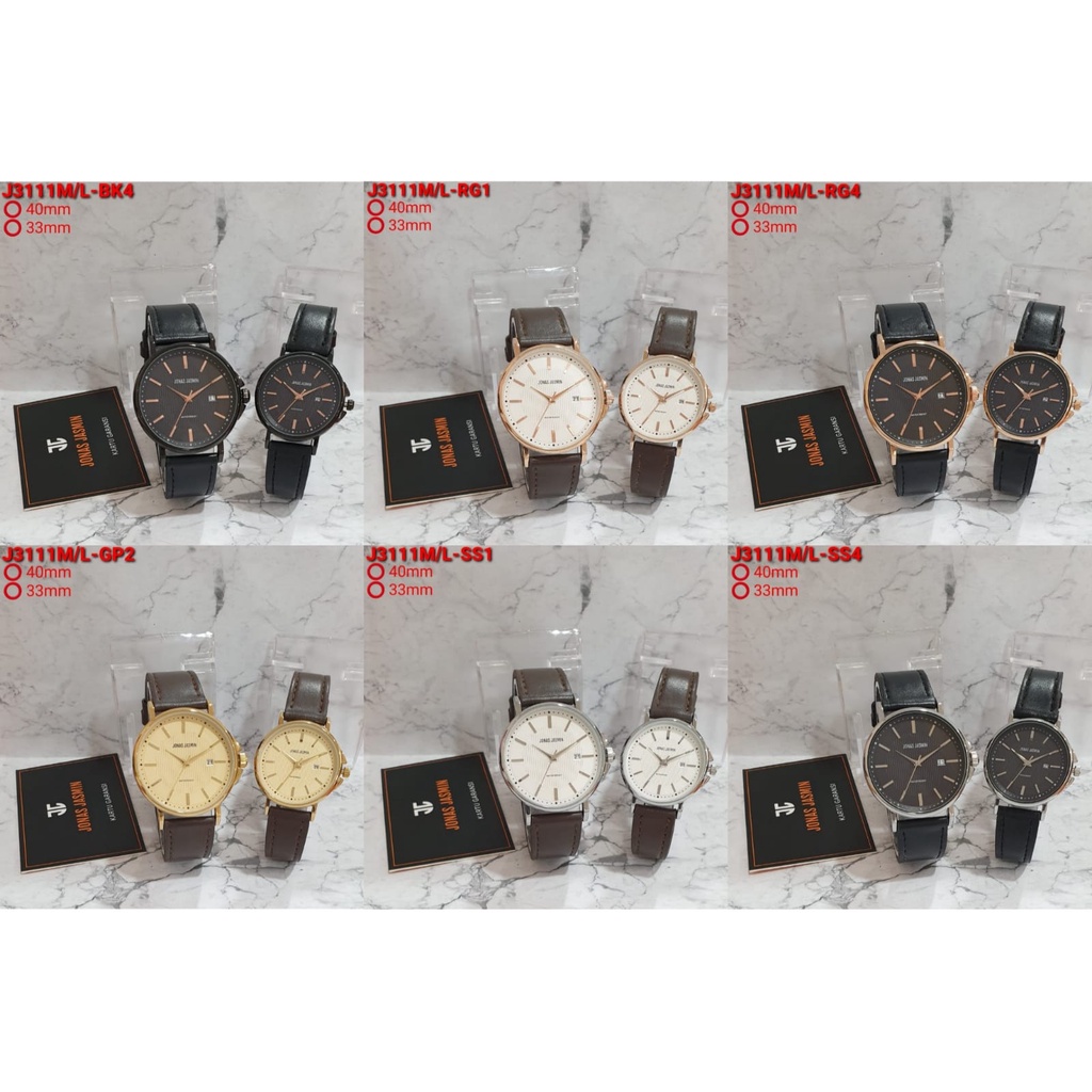 BEST SELLER JAM TANGAN JONAS JASMIN COUPLE G130 TALI KULIT TANGGAL AKTIF FREE BOX &amp; BATERAI || JAM TANGAN FASHION COUPLE JAM TANGAN COUPLE MURAH