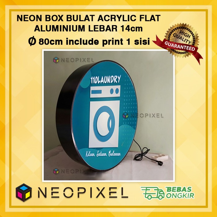 NEON BOX BULAT 1 SISI Diameter 80 CM Akrilik Flat TERMASUK PRINTING