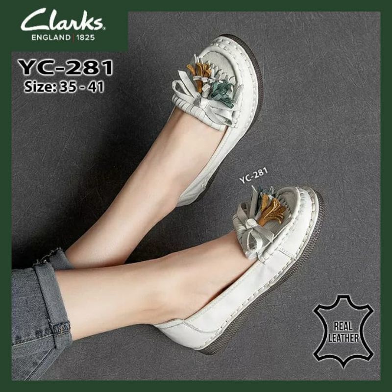 Clarks YC-281 Loafer Leather / Sepatu clarks wanita / clarks flat pita