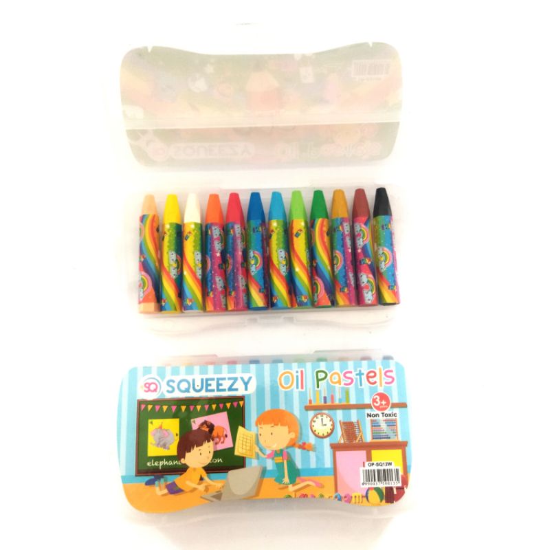 

Krayon Crayon Anak 12 Warna Murah Karakter Lucu Oil Pastels Non Toxic