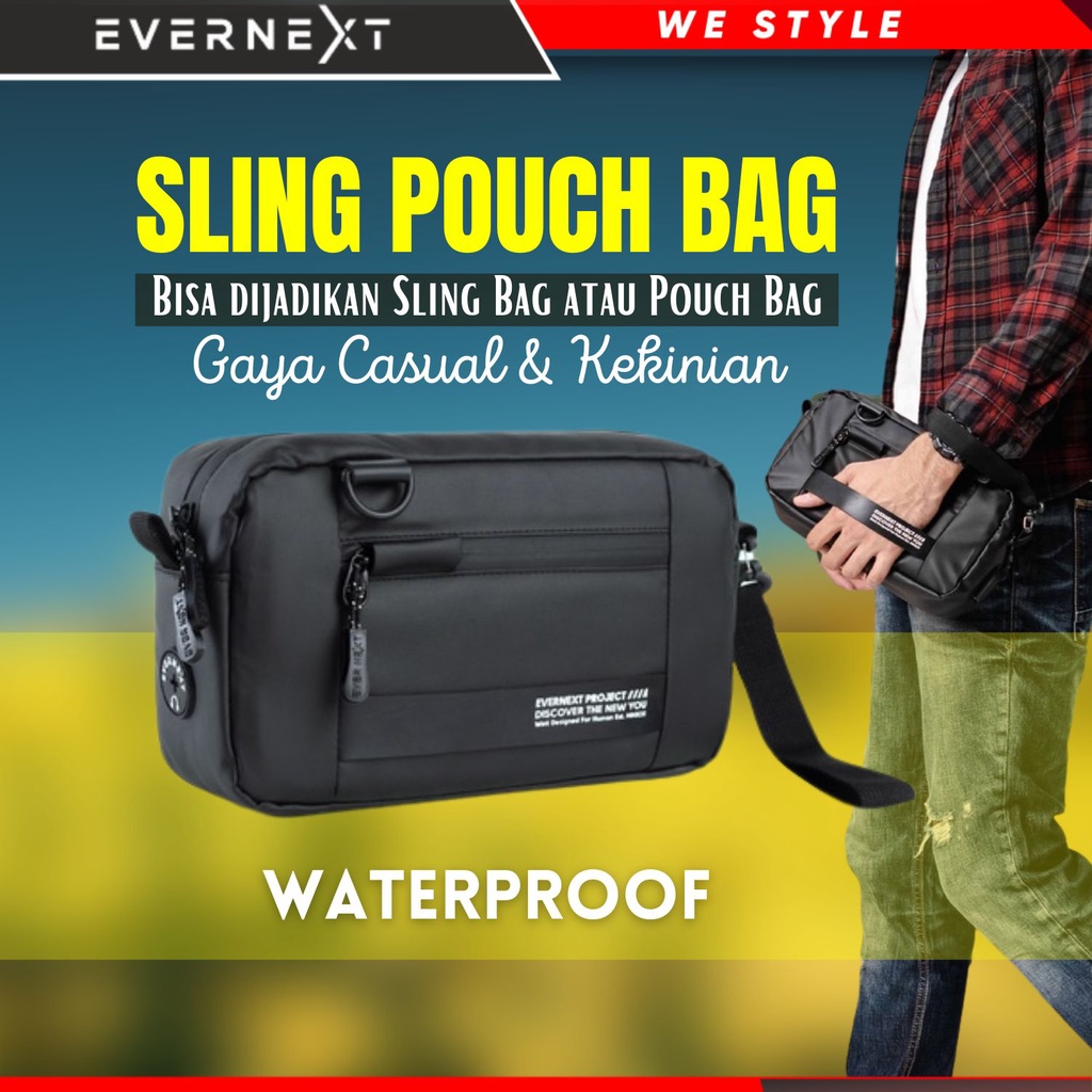 Evernext - Sling Bag Pouch Pria Wanita Waterproof Anti Air Tas Selempang HP Dompet Coach Branded Dis