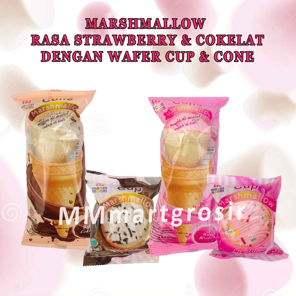 Maam Marshmallow / Marshmallow dengan Wafer Cone&amp;Cup / Marshmallow Manis Lezat