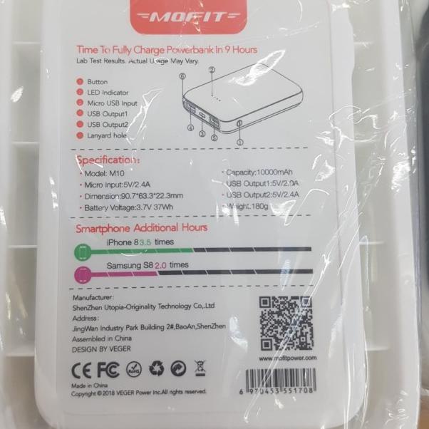 powerbank mofit 1000Mah - Hitam