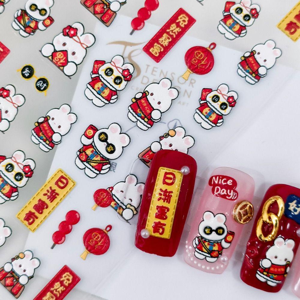 Mxbeauty Stiker Kuku Motif Tahun Baru Cina / Imlek Untuk Nail Art / Manicure Wanita