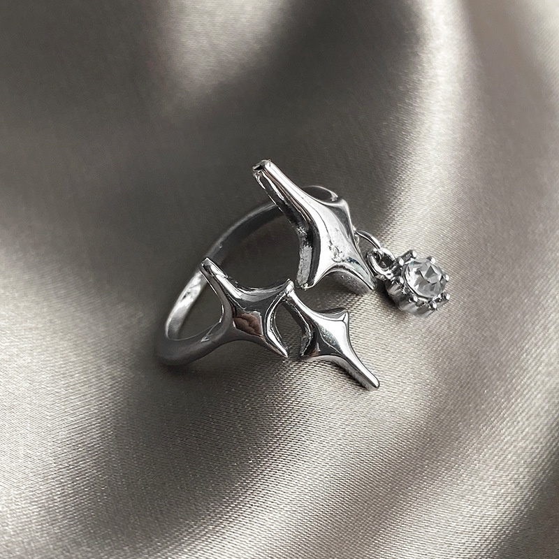 Cincin Model Terbuka Bahan Alloy Hias Opalzircon Imitasi Untuk Wanita