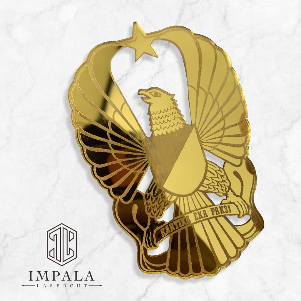 Logo TNI Akrilik Cermin Emas Logo / Lambang TNI untuk Mahar / Dekorasi / Mahar / Seserahan / Scarpbo