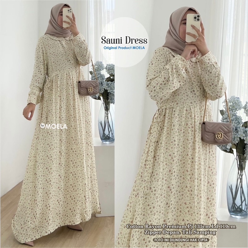 Moela Original Sauni Dress / Gamis Motif Wanita Moela