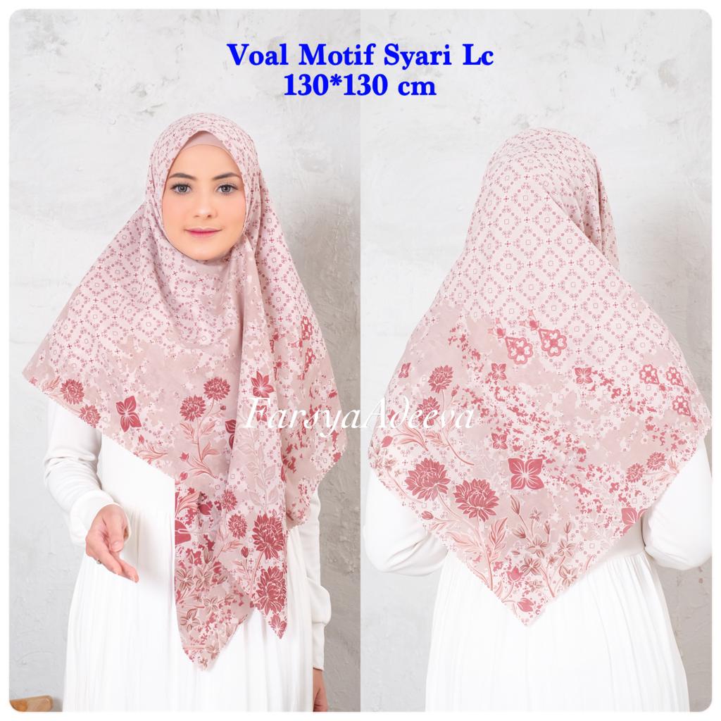 Hijab Motif Syari Terbaru Segiempat motif syari Lasercut 130x130  Hijab Voal Syari safa hijab motif Seragam