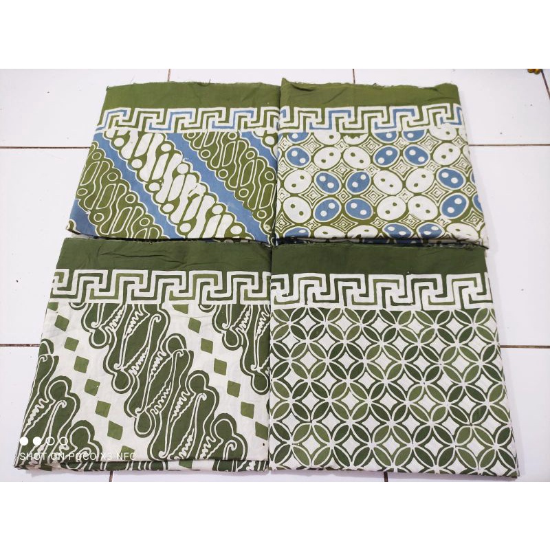 KAIN BATIK KATUN CAP WARNA HIJAU ARMY