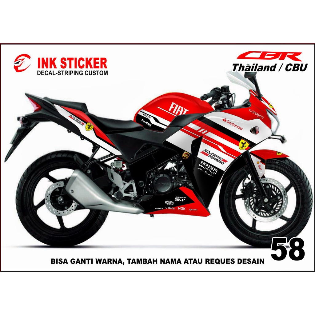 Sticker Decal CBR THAILAND, CBR CBU 150R / 250R 58 fullbody