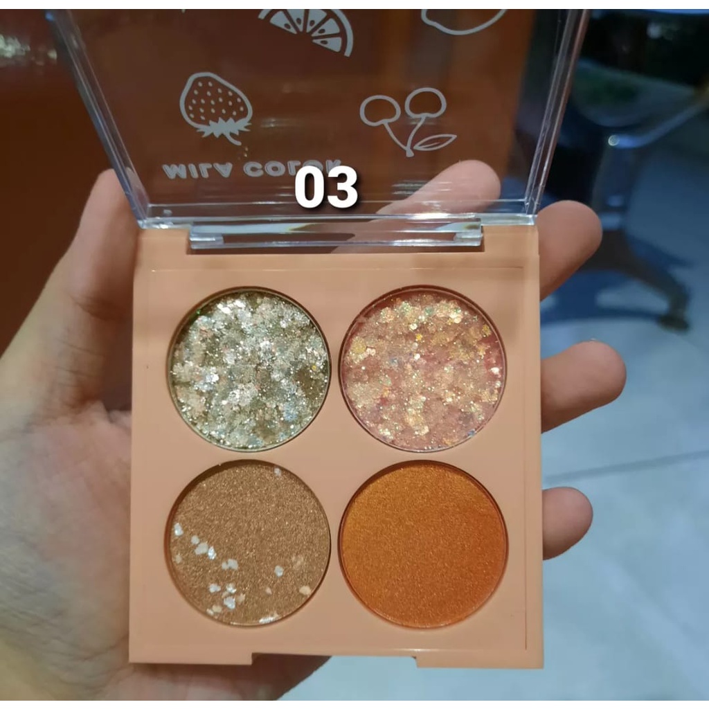 Eyeshadow Glitter Mila Color Palette 4 Warna / Make Up Set