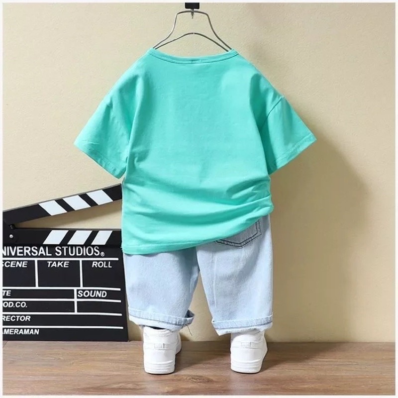 TRENDY PAKAIAN SETELAN BAJU CELANA DENIM BAYI ANAK (UNISEX) MOTIF MU ABJAD DENIM USIA 6 BULAN-5 TAHUN BEST QUALITY TERBARU TERLARIS TRENDY PAKAIAN ANAK/ SETELAN BAJU CELANA DENIM BAYI ANAK LAKI-LAKI/ SETELAN BAJU CELANA DENIM BAYI ANAK PEREMPUAN