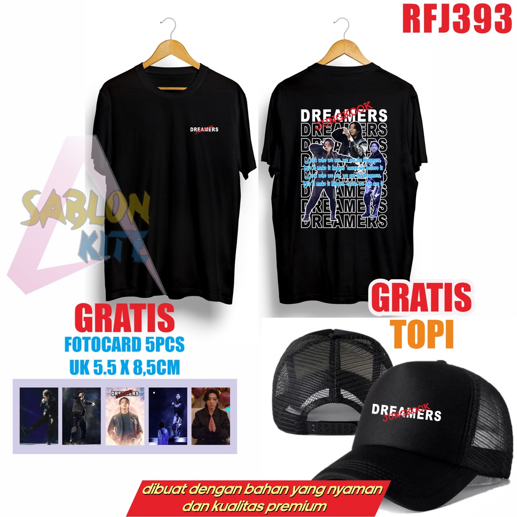 GRATIS TOPI DAN FOTOCARD !!! KAOS JUNGKOOK DREAMERS RFJ393 UP TO 3XL