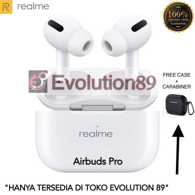 Headset Bluetooth ReaIme TWS Airbuds Free silikon Earphone Handsfree