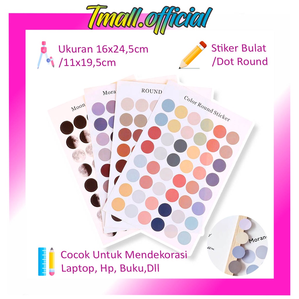 

❄ TMALL ❄ R438 [ 48 pcs ] Stiker Bulat/Dot Round Sticker Sticker Deco Aesthetic Untuk Scrapbook Bujo Journal