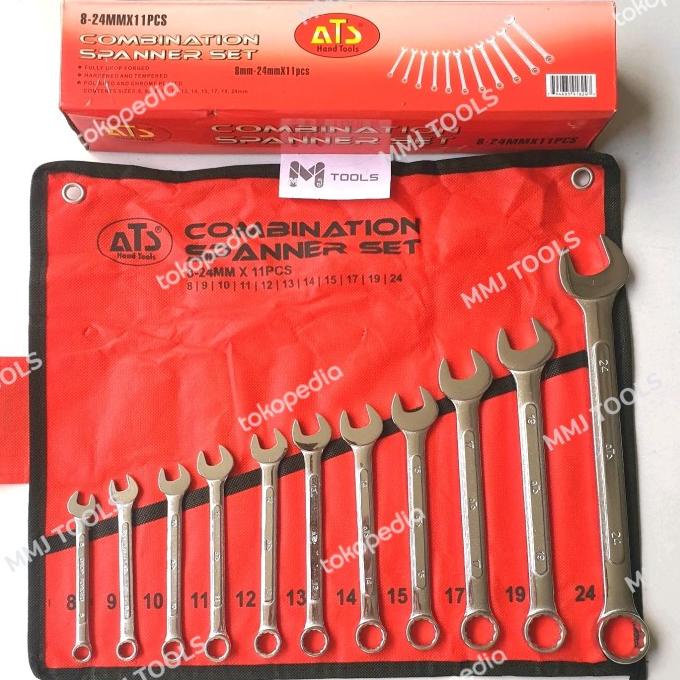 Kunci Ring Pas Set ATS 11pcs 8-24mm - ATS Kunci ring pas set tebal