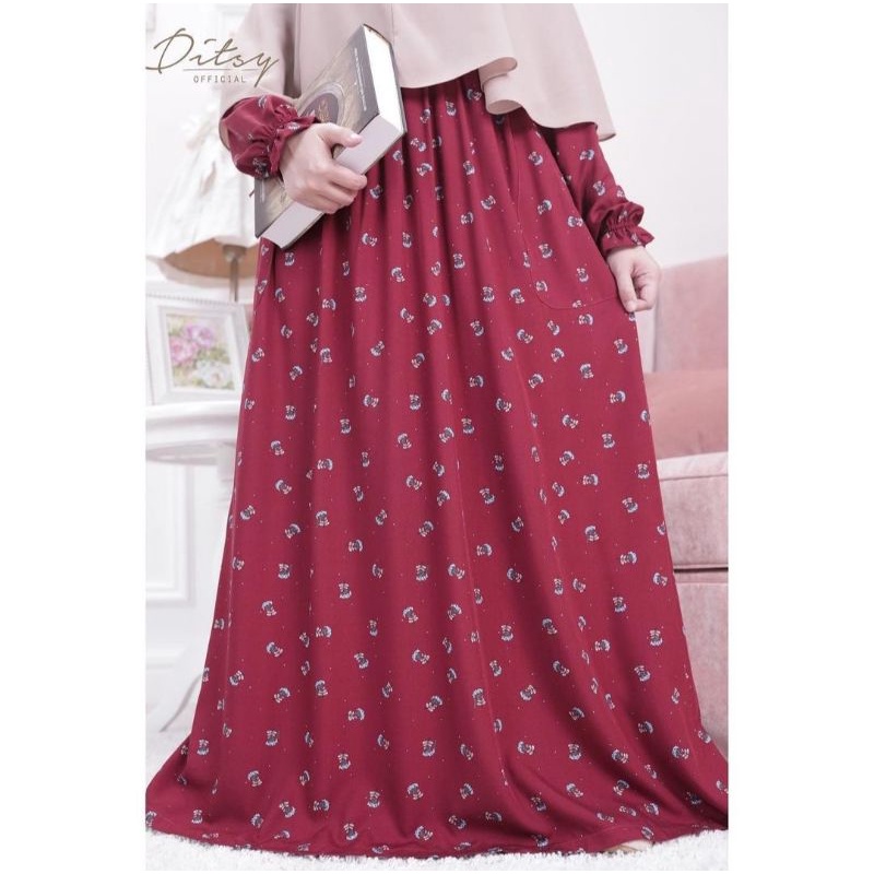 Preloved Ditsy Liccea Maroon Size M (PL Ditsy Second)