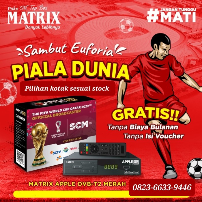 Receiver set top box dvbt2 matrix apple hd antena tv digital