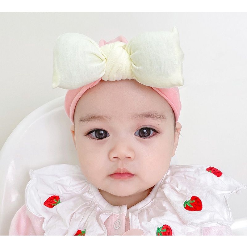 (pimenova) topi bayi turban bayi big bow turban pita besar baby cap