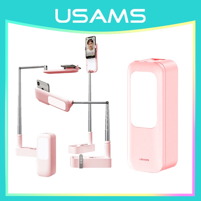 Pink Usams Phone Stand Holder Zb209 Multifunctional Live Show Foldable