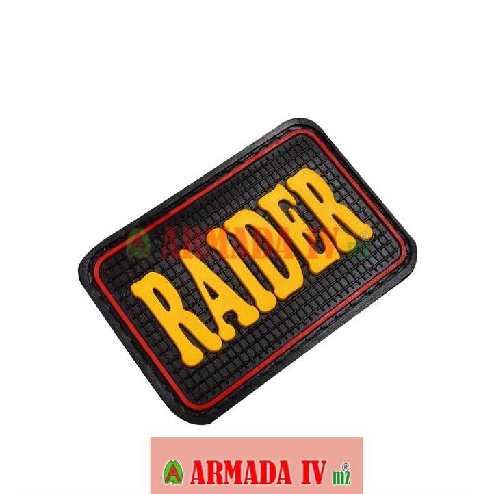 Patch Rubber Velcro Tulisan RAIDER Kotak