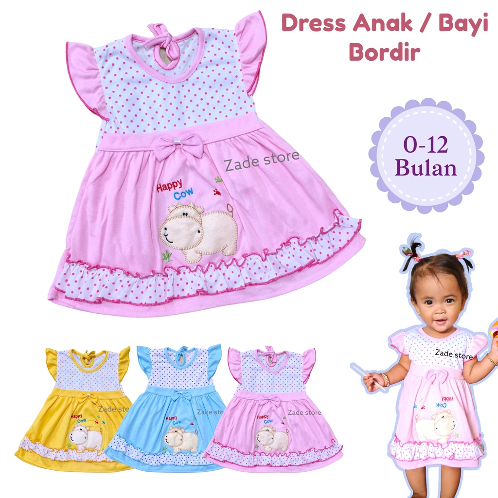 Dress bayi anak baju bayi perempuan baju bayi lengan ruffle rok anak dress anak perempuan newborn baru lahir lengan pendek pakaian anak set terusan daster Happycow