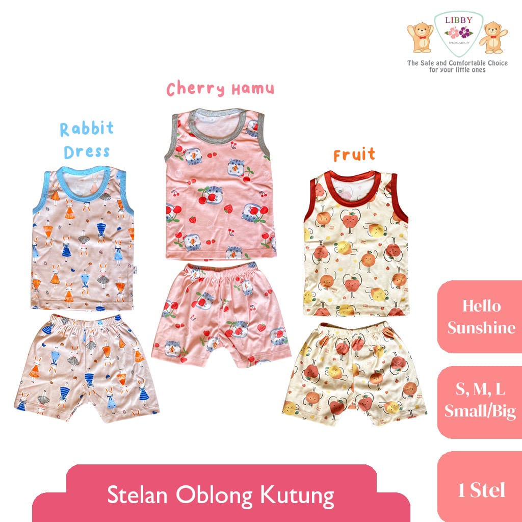 LIBBY Setelan Oblong Kutung Motif Hello Sunshine