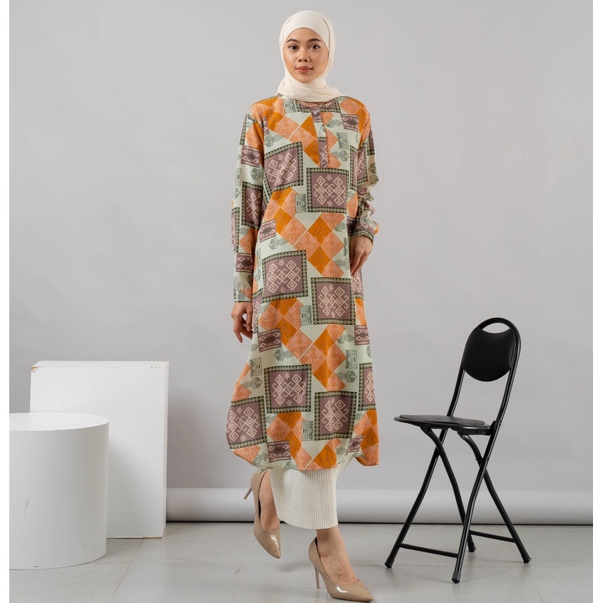 MIDI DRESS TUNIK MOTIF ETNIK HYEJIN WOLFIS PREMIUM SHIRT B542 CO