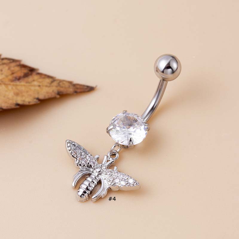 1pc Cincin Tindik Pusar Bentuk Matahari Bulan Ular Butterfly Bahan Stainless Steel 14Gauge