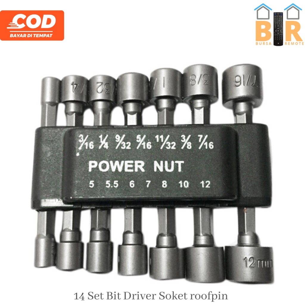 Mata Bor Socket Hex Nut Baut Roofing Set 9 PCS 14 PCS