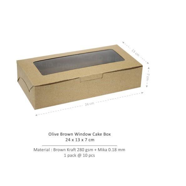 

[Digipack] Olive Brown Window Cake Box 24 x 13 x 7 | Kotak | Dus Kue