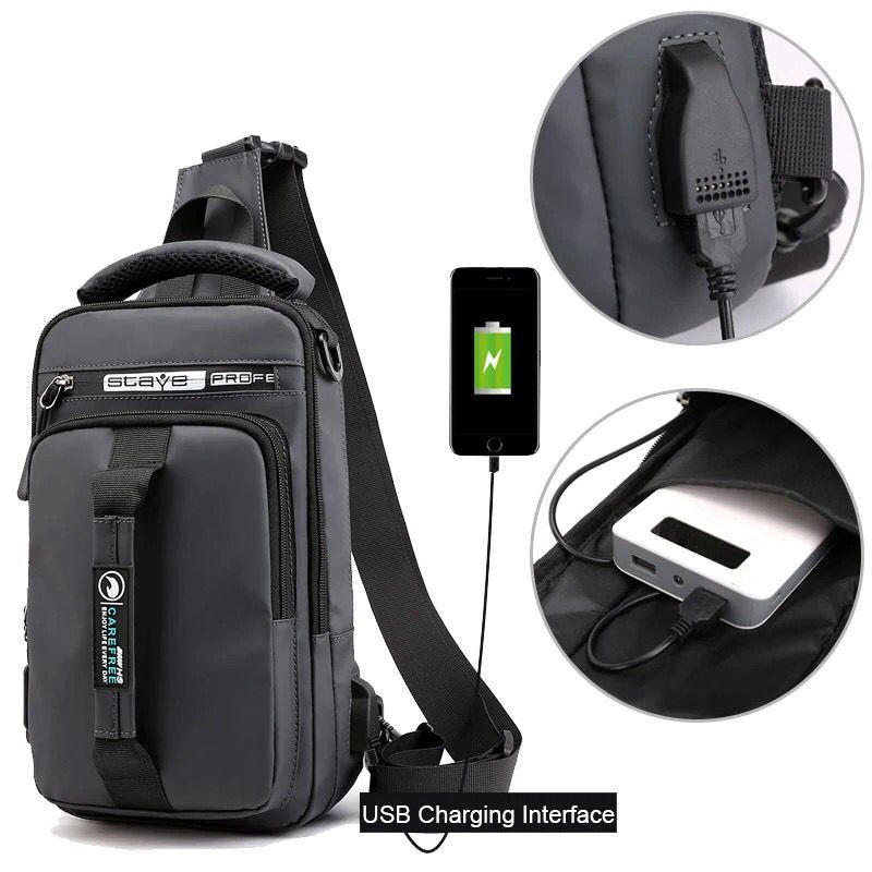 Tas Cross Body Usb Anti Air Premium Import Untuk Pria Dan Wanita Tas selempang Waterproof Casual Street Style Original