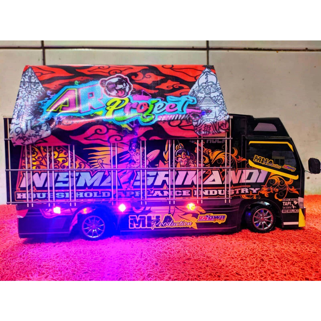 MINIATUR TRUK OLENG KAYU WISMA SRIKANDI FULL LAMPU MAINAN EDUKASI,MAINAN ANAK ANAK, TRUK OLENG,MINIA