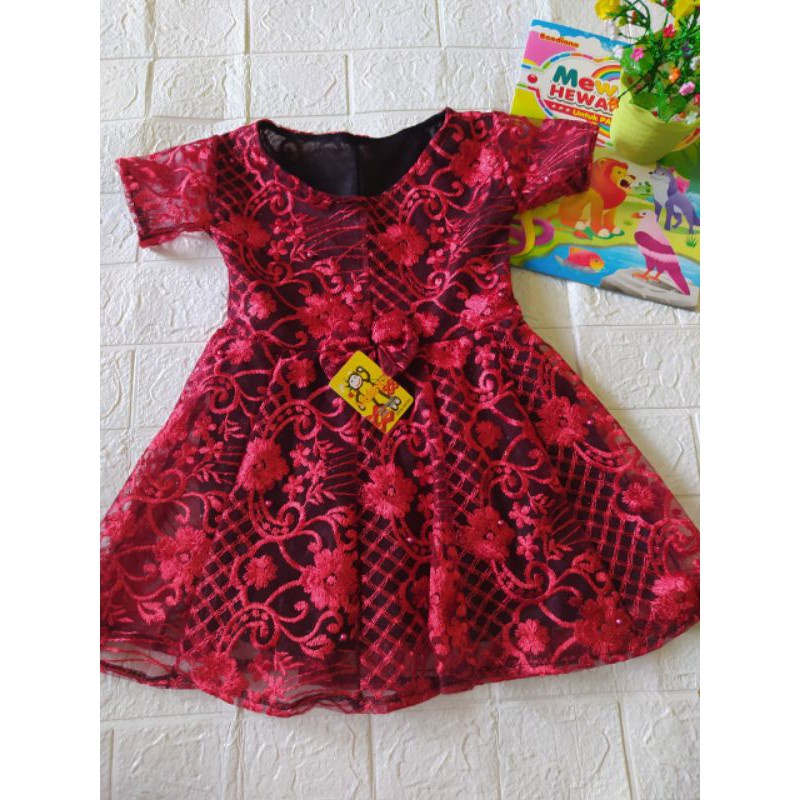 DRESS BRUKAT ANAK/KEBAYA BRUKAT/GAUN PESTA ANAK PEREMPUAN USIA 2-3 TAHUN UKURAN S