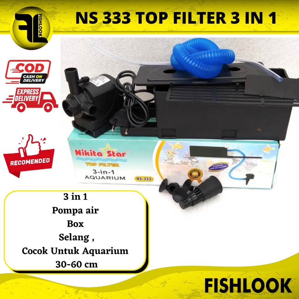 Nikita Star NS 333 ( FREE KAPAS 3 LAPIS )Top Filter Aquarium 3 in 1 NS333 Filter Atas