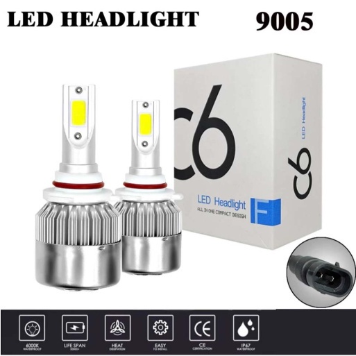 Paket HEMAT H11 HB3 Lampu LED Mobil H8/11/16/27 OSRAM XLZ + LED C6 HB3 9005 6000K LED Putih Plus Geratis 2pcs T10 Still Putih