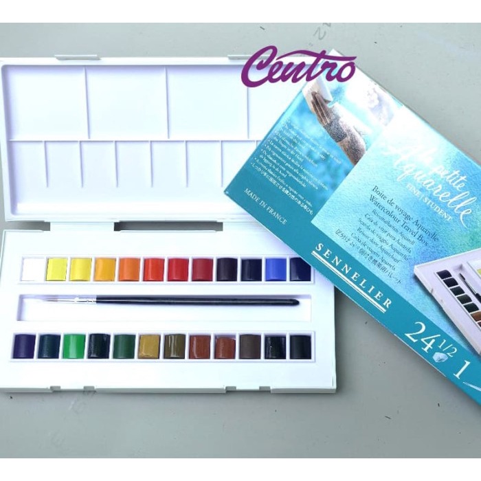 

Sennelier Aquarelle Watercolor Set 24 Watercolour Pocket 24 plus kuas