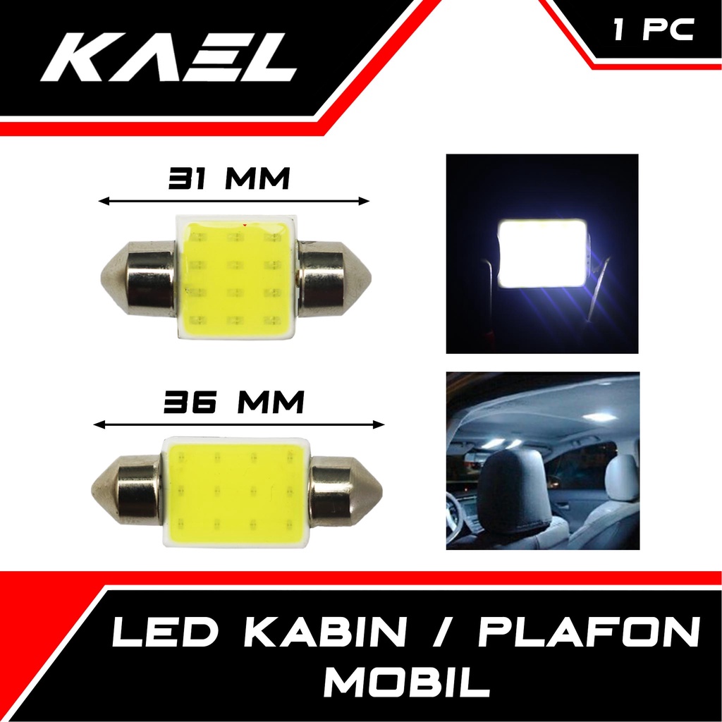 LED Plafon Kabin Semua Jenis Mobil Putih Super Terang 31-34 mm Plasma Cob Lampu Festoon 12 Titik Cabin Interior-Interrior Toyota-dll