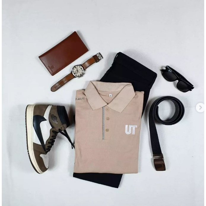 Kaos Polo Lengan Panjang Coklat Mocca Universitas Terbuka Pria/Wanita