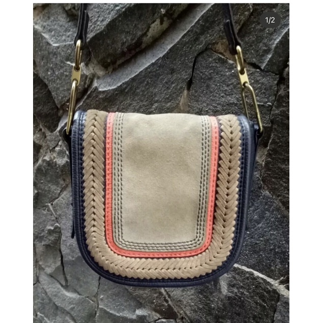 NETT fossil tas rumi navy crossbody preloved fossil bag second nett