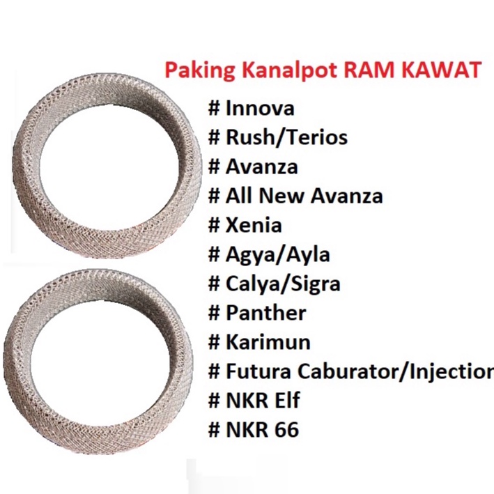 Aneka Paking Kanalpot knalpot RAM KAWAT Gasket Mobil Innova Avanza Xenia Terios Rush Calya Sigra Agya Alya Panther Futura Karimun NKR Elf NKR 66 all New  Avanza Futura Inction carburator Panther2.5