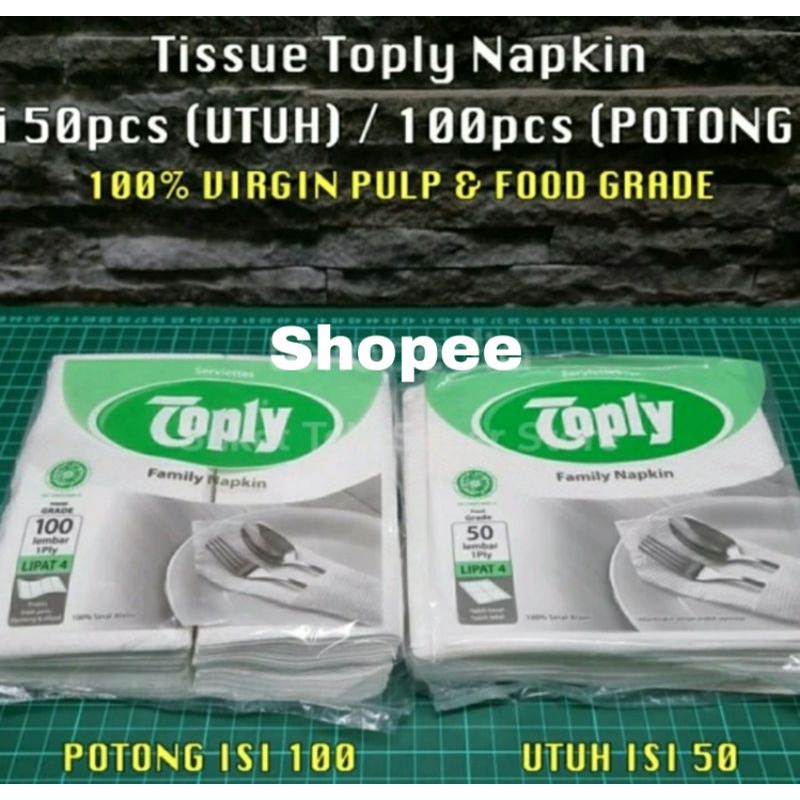 Tissue Napkin TOPLY Tisu Makan Cocktail isi 50 / 100 Lembar