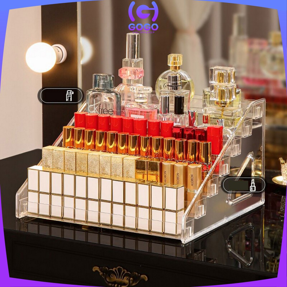 GOGO-K42 Rak Organizer Kosmetik Acrylic 7TINGKAT / Rak Akrilik Tempat Lipstik / Rak Kutek / Rak Parfum