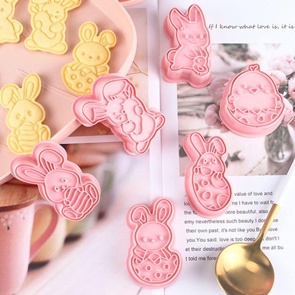 Top 8pcs/set 3D Easter Rabbit Food Fondant Plastik Plunger Cookie Cutter