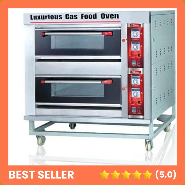 MESIN PEMANGGANG OVEN ROTI GAS 2 DECK 4 TRAY BOV-ARF40H FOMAC  MESIN ROTI KUE PIZZA PUSAT MESIN