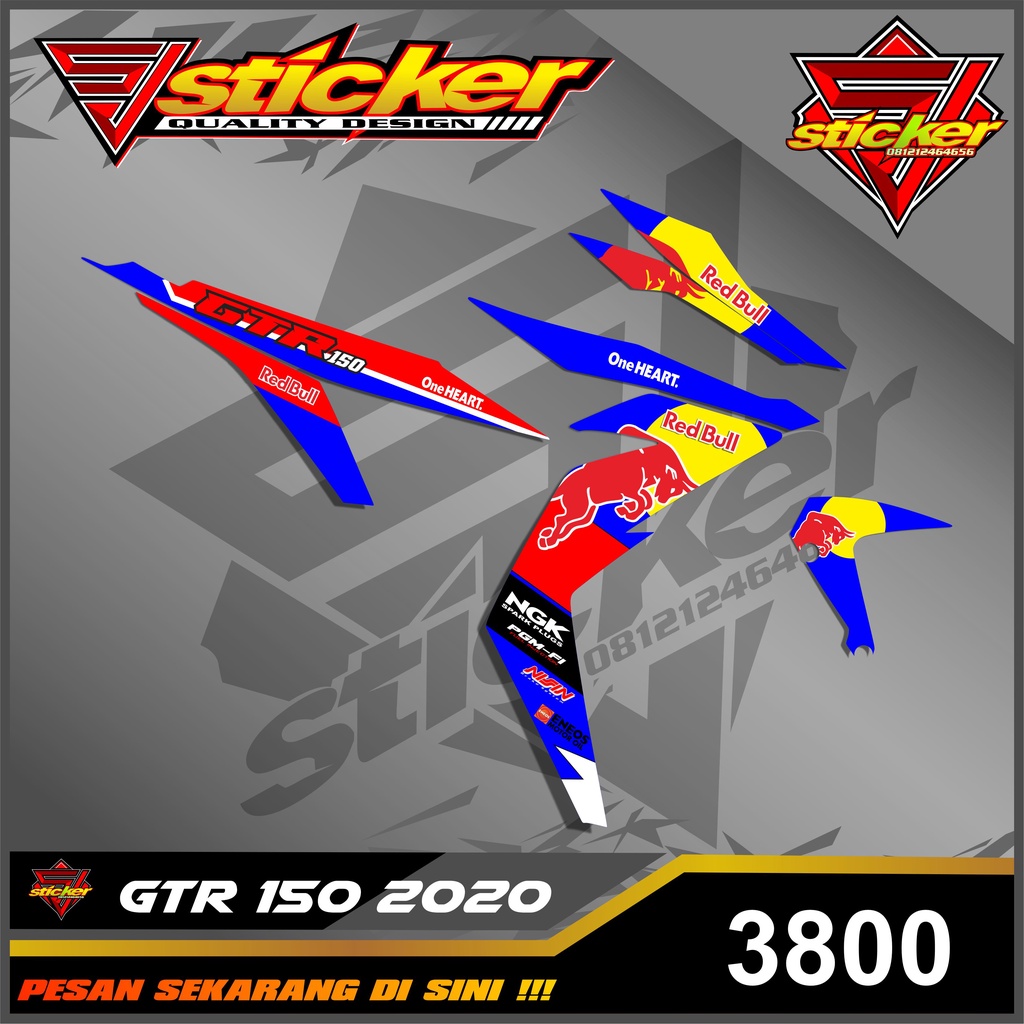 3800 STICKER VARIASI MOTOR GTR 150 2020 LIST RED BULL