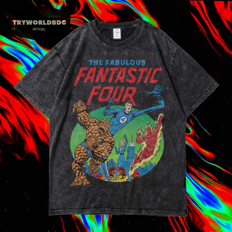 TRYWORLDBDG OFFICIAL "FANTASTIC FOUR" KAOS OVERSIZED | KAOS WASHED | STONE WASH | OVERSIZED T SHIRT 